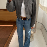 Bomber jacket in Dark grey herringbone