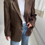 Contrasted blazer in Houndstooth brown and herringbone (Express shipping)