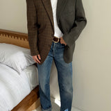Green and brown toned contrasted blazer