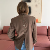 Brown double-breasted Button back blazer