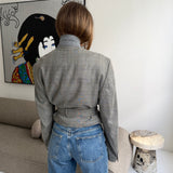 Belted blazer in Grey with light checkers