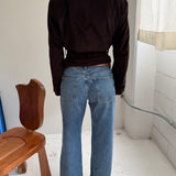 Belted blazer in Dark brown corduroy