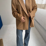 Double-breasted camel hair blazer