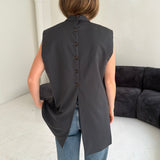 Stunning double breasted button back vest in blue