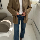 Contrasted blazer in solid beige and brown houndstooth (Express shipping)