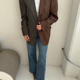 Contrasted blazer in red speckered and deep green plaid