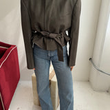Belted blazer in Green speckered