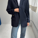 Contrasted blazer in Navy and blue houndstooth  (Express shipping)