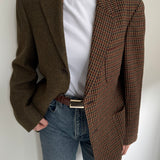 Stunning Green and brown toned tweed contrasted blazer