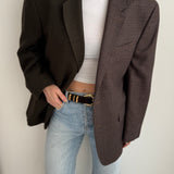 Contrasted blazer in green and brown tones