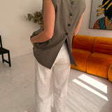 Stunning button back vest in in houndstooth