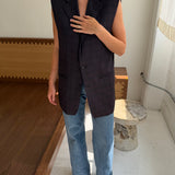 Stunning button back vest in dark purple plaid