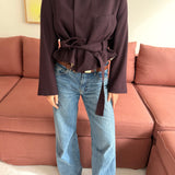 Belted blazer in Burgundy