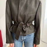 Green small checkered Belted blazer