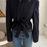 Belted blazer in Navy blue