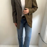 Green and plaid contrasted blazer