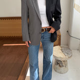 Contrasted blazer in Navy pinstriped and solid grey (Express shipping)