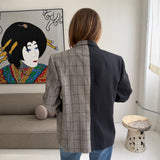 Contrasted blazer in grey pinstriped and pale grey checkered (Express shipping)