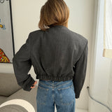 Grey textured bomber jacket