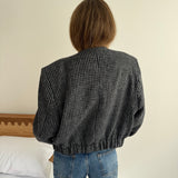 Tweed black and white bomber