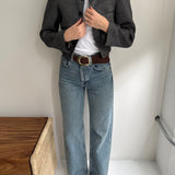 Bomber jacket in grey and black houndstooth