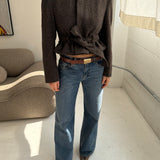 Structured plaid brown belted blazer