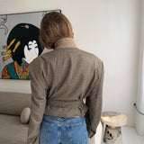 Belted blazer in Houndstooth brown