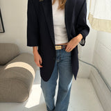 Long boxy blazer in Navy blue
