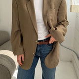 Contrasted blazer in solid beige and brown houndstooth (Express shipping)