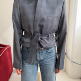 Belted blazer in Blue checkered