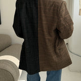 Double breasted contrasted blazer in plaid and dark green plaid cashmere (Express shipping)