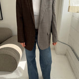 Contrasted blazer in grey with brown checks and chocolate houndstooth (Express shipping)
