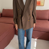Brown double-breasted Button back blazer
