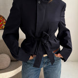 Belted blazer in Navy blue