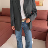Button back blazer in solid green