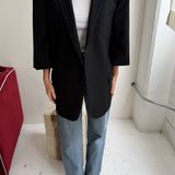 Long boxy blazer in charcoal