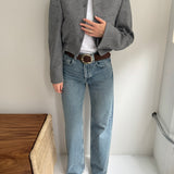 Pale grey wool bomber