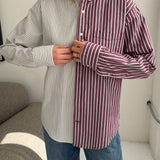 Burgundy with white stripes and white with blue stripes contrasted shirt