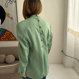 Button back blazer in pale green
