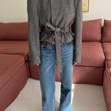 Grey speckered Belted blazer