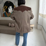 Blazer in speckered brown with suede patches