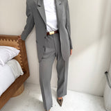 Pale stone grey suit