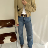 Bomber jacket in beige wool