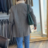 Stunning high neck collarless jacket