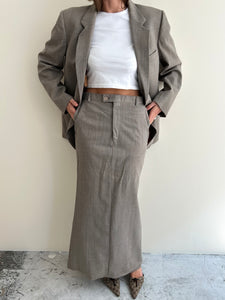 Beige suit with long skirt