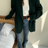 Deep green heavy wool blazer