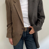 Checkered and brown subtle checkered contrasted blazer