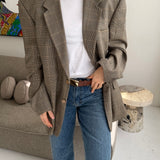 Gold houndstooth silk and wool blazer