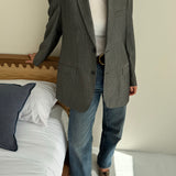Grey pinstriped button back blazer