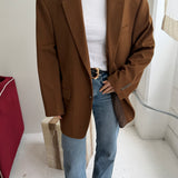 Wool and cashmere brown blazer